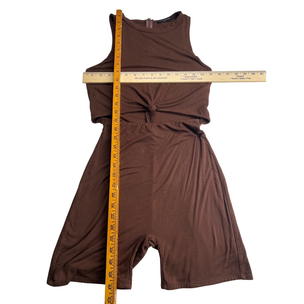 Naked Wardrobe Brown Cutout Tie Front Romper Sleeveless Sz L minimalist festival - Picture 3 of 8
